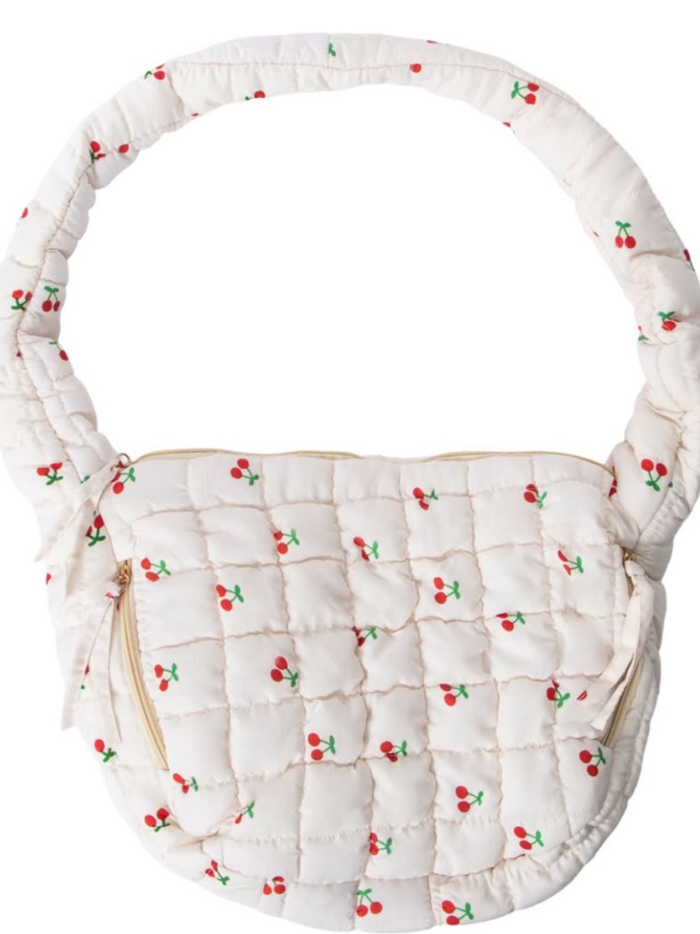 5B STYLE Cream Quilted Shoulder Bag with Cherry Print. NWT
